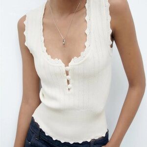 Zara pointelle knit top